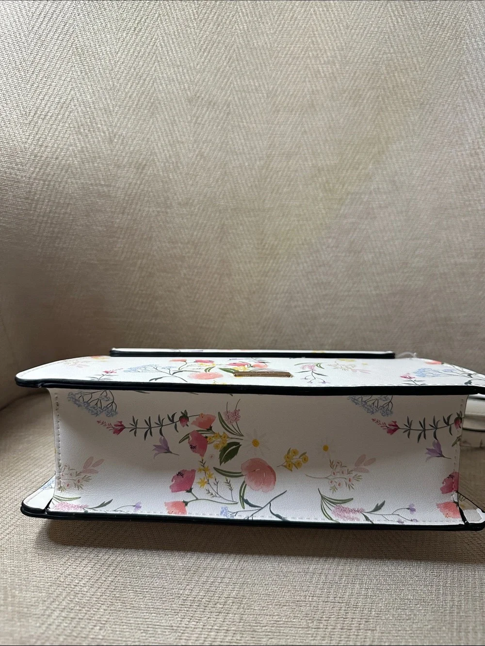 ALDO White Floral Satchel with Striped Wrapped Handle With Butterfly and Bee 🐝